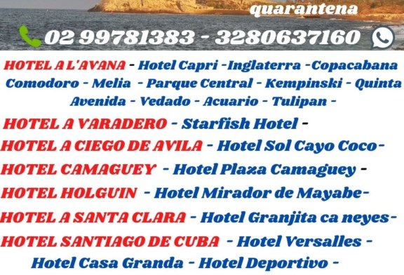 Lista hotel quarantena a Cuba
