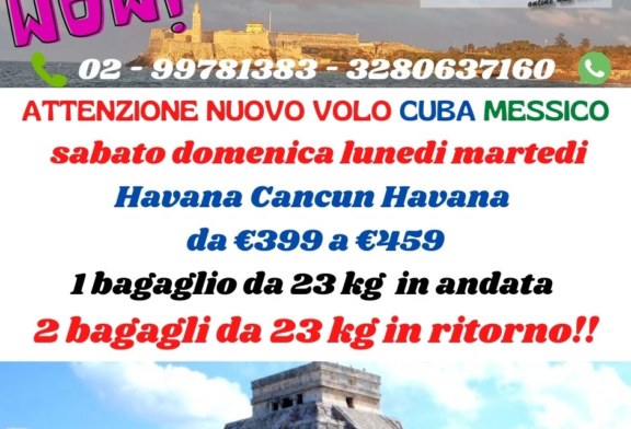 Volo diretto da Cuba per Messico Havana Cancun Havana